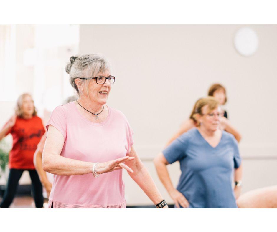 Group of people in a dance studio dancing